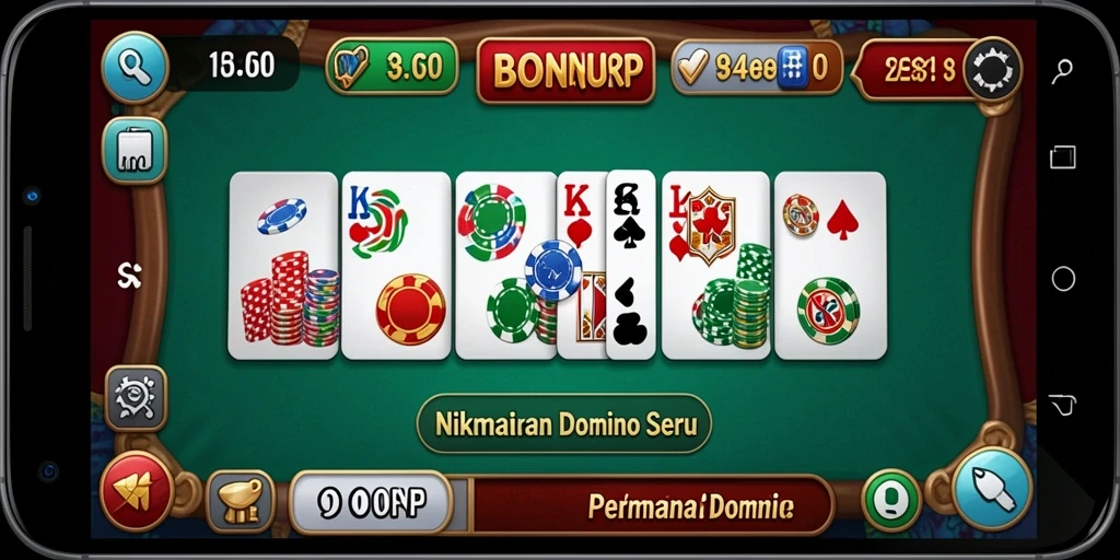 Tampilan gameplay Domino di BONUSRP yang seru dan interaktif.