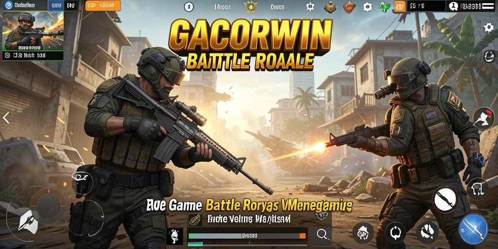 Tampilan gameplay seru dari GACORWIN dalam pertandingan Battle Royale.