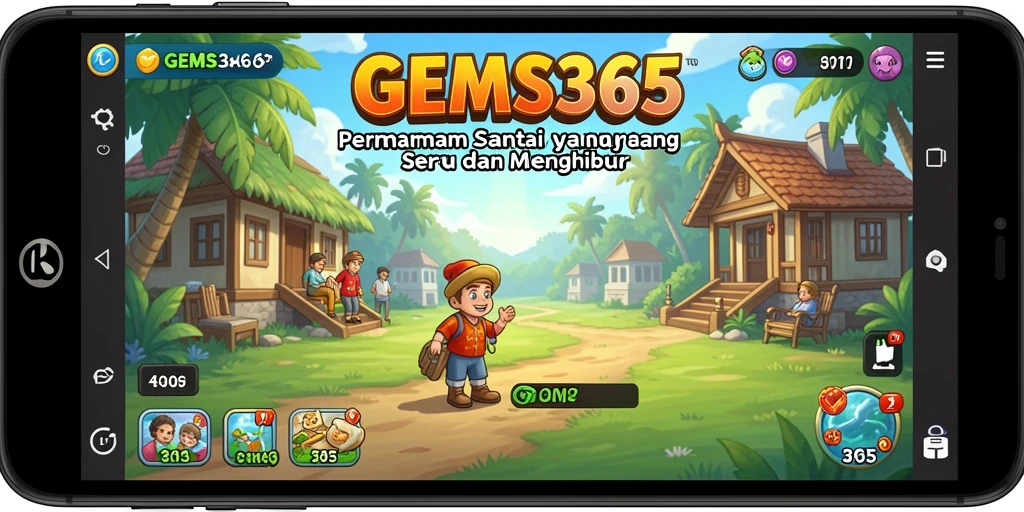 Tampilan gameplay GEMS365 yang cerah dan menarik.