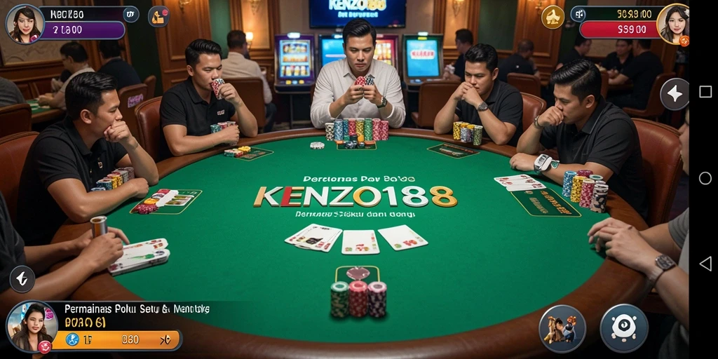 Tampilan layar permainan Poker yang mengasyikkan di KENZO188.