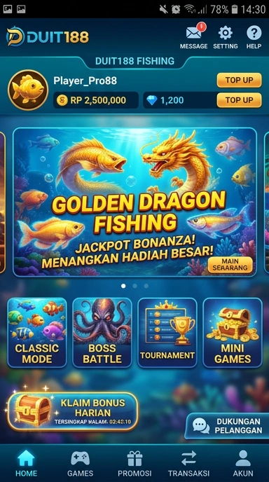 Tampilan utama aplikasi duit188 yang user-friendly.